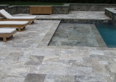 Silver Travertine pool pavers and tiles